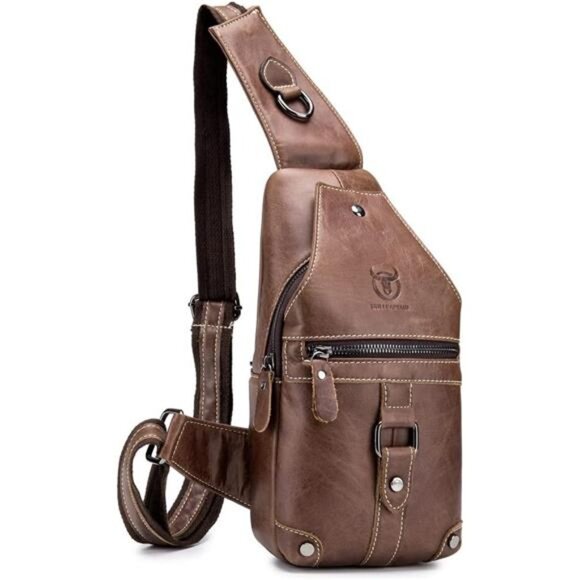 Sling Bag Crossbody Backpack for Travel Brown7